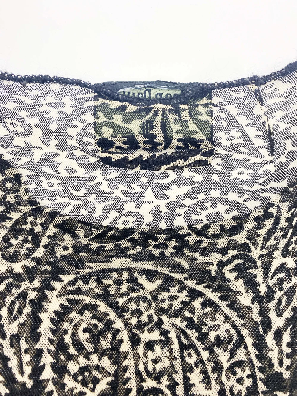Jean Paul Gaultier 90s paisley print mesh top — JAMES VELORIA